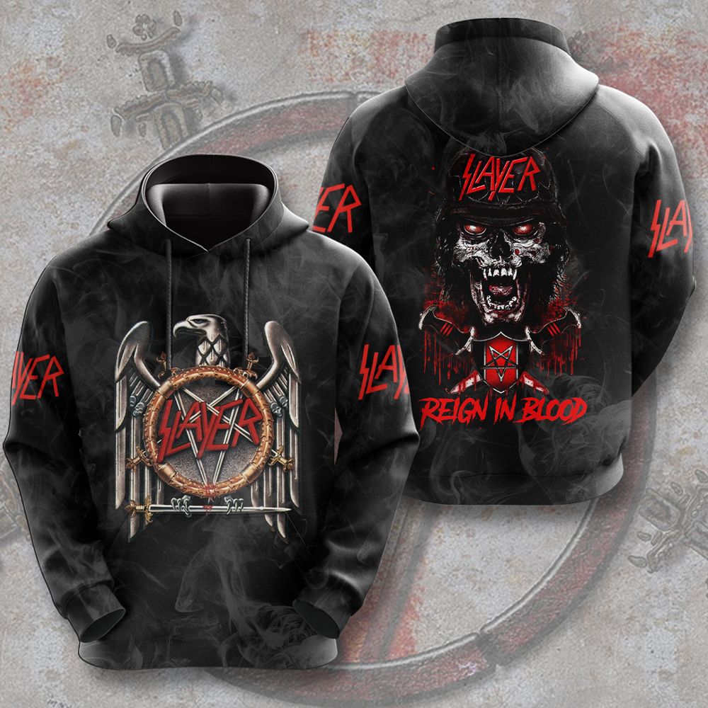 Slayer Reign In Blood Hoodie Metal Skull Front & Back