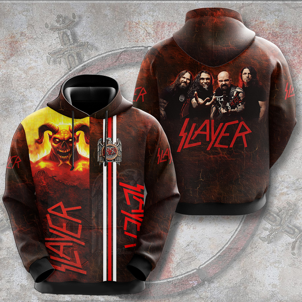 Slayer 2025 Tour Red Stripe Hoodie Modern Metal Design