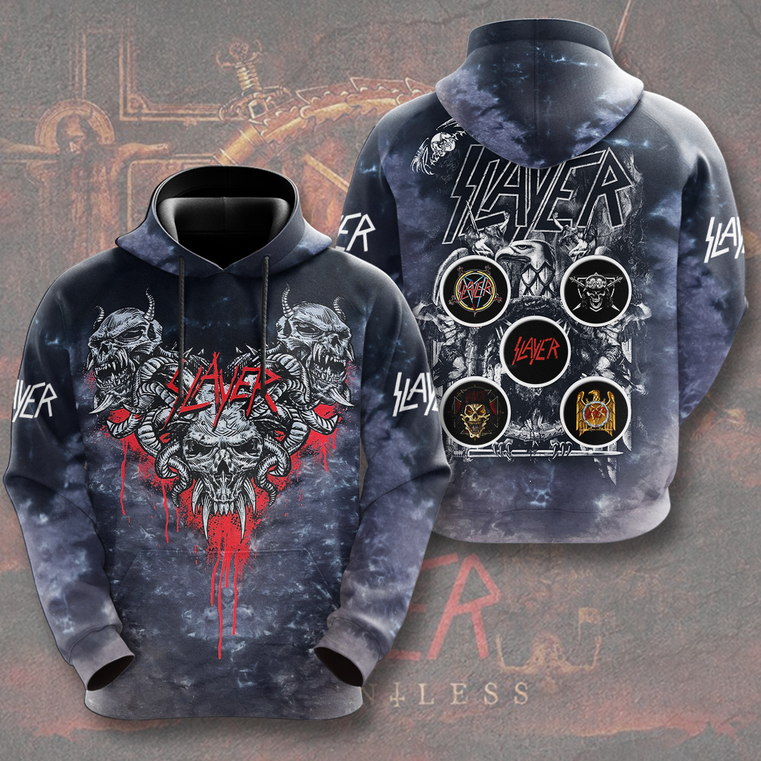 Slayer Warless Heart Graphic Hoodie Dark Blue Gothic