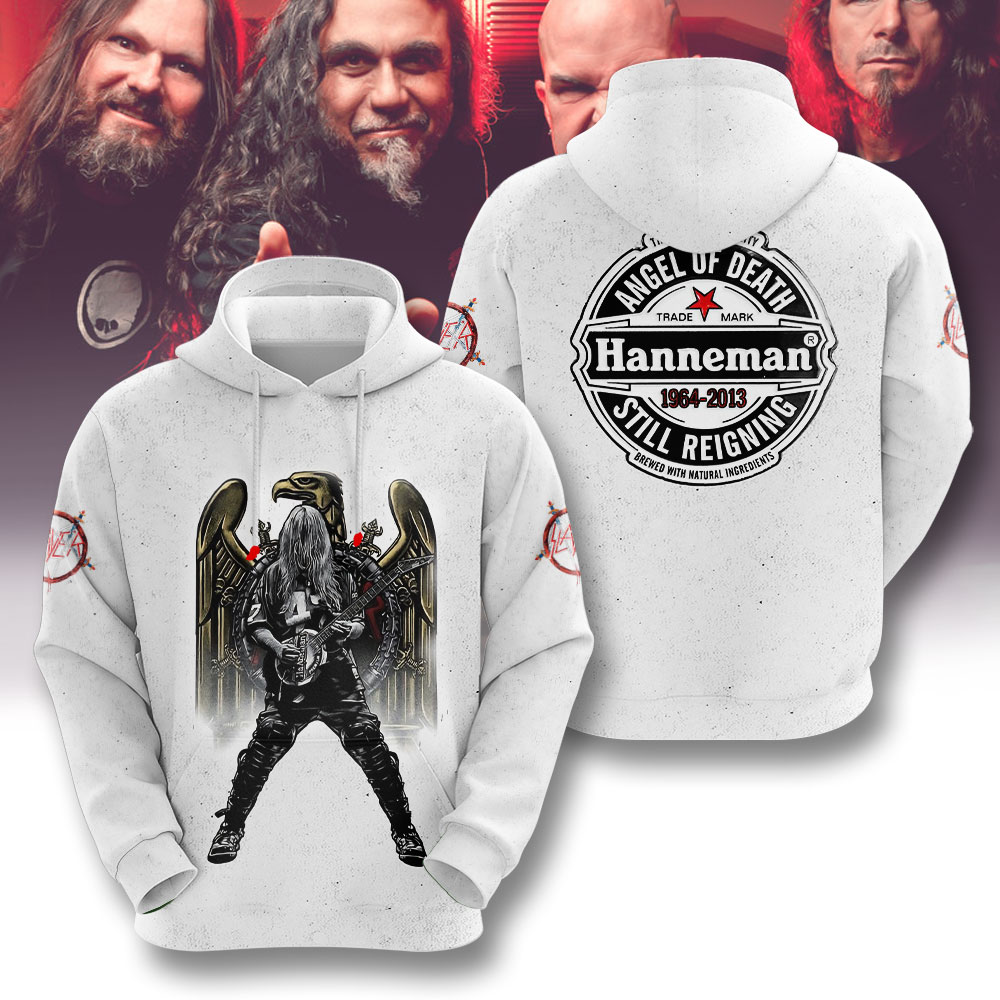 Slayer 2025 X Jeff Hanneman 3D Hoodie White