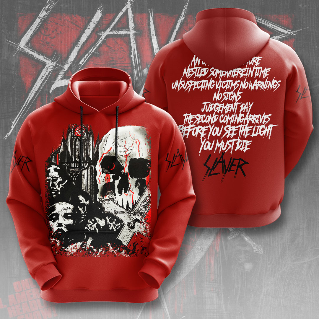 Slayer Skull Hoodie Red For Men