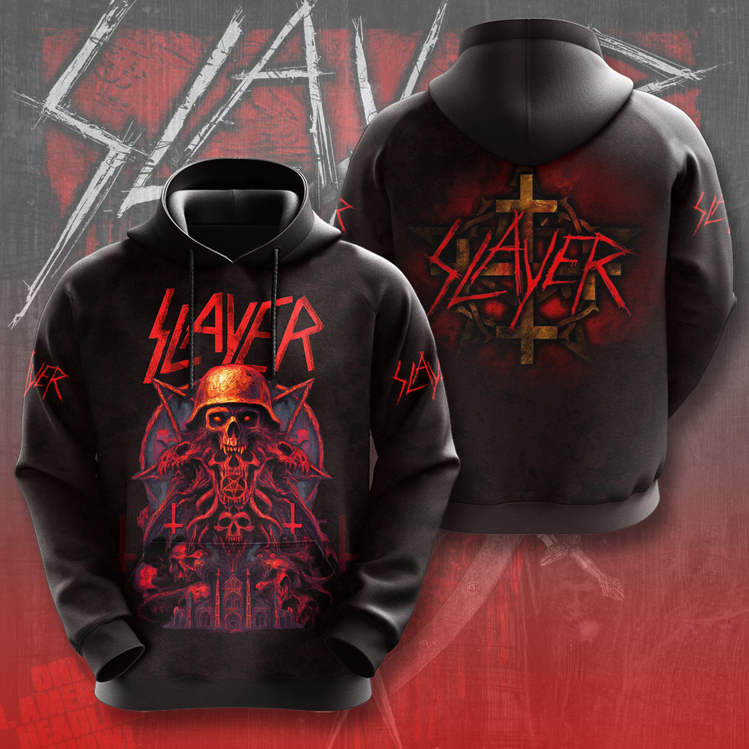 Slayer Skull Hoodie Red Black