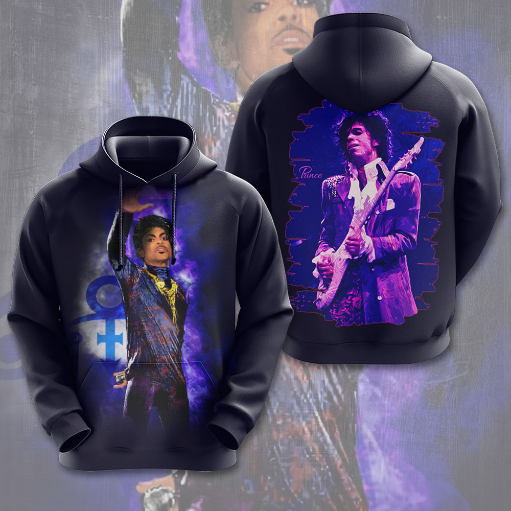 Prince Stage Light Graphic Hoodie Electric Purple Guitar