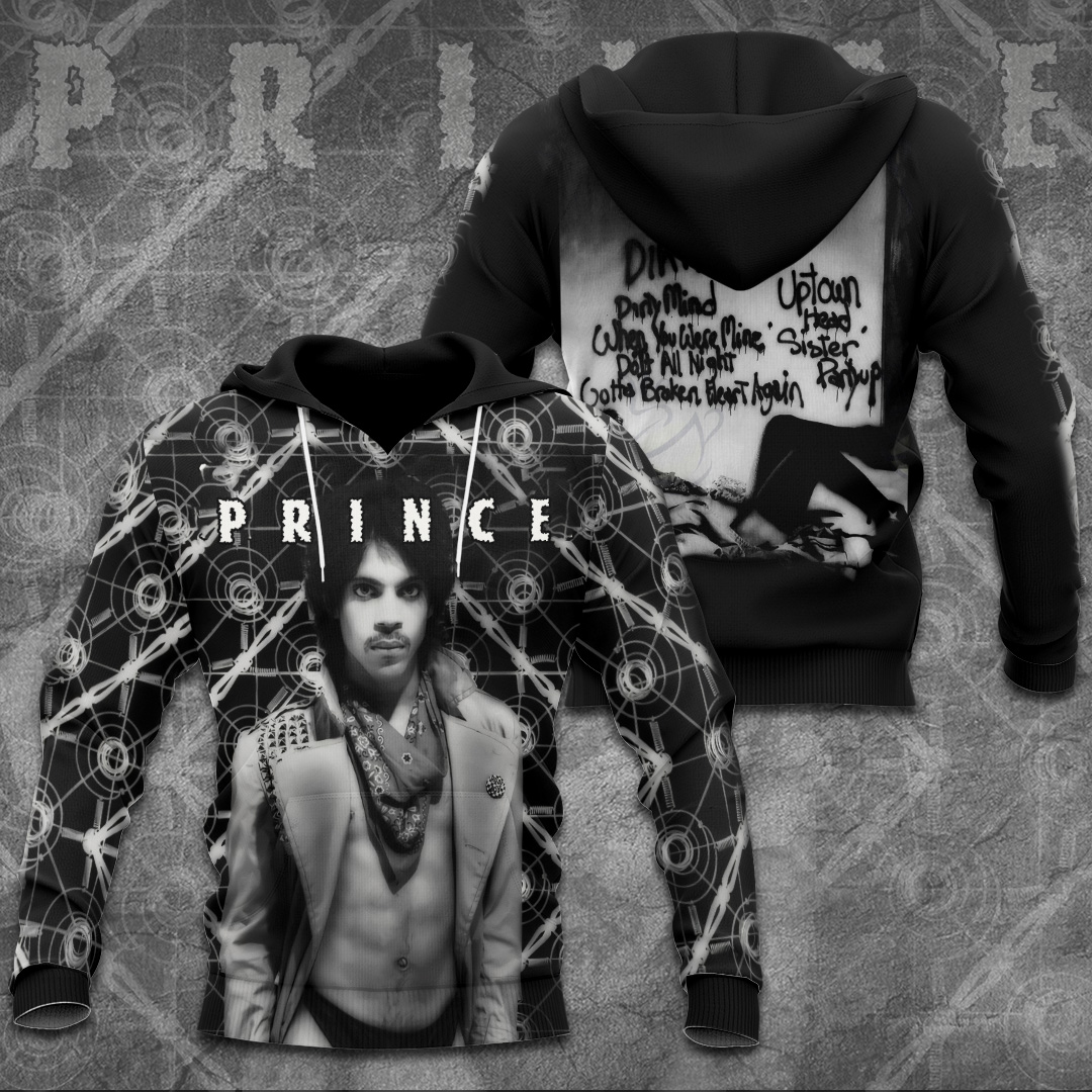 Prince Rainy Mood Lyric Hoodie Black & White Artistic Style