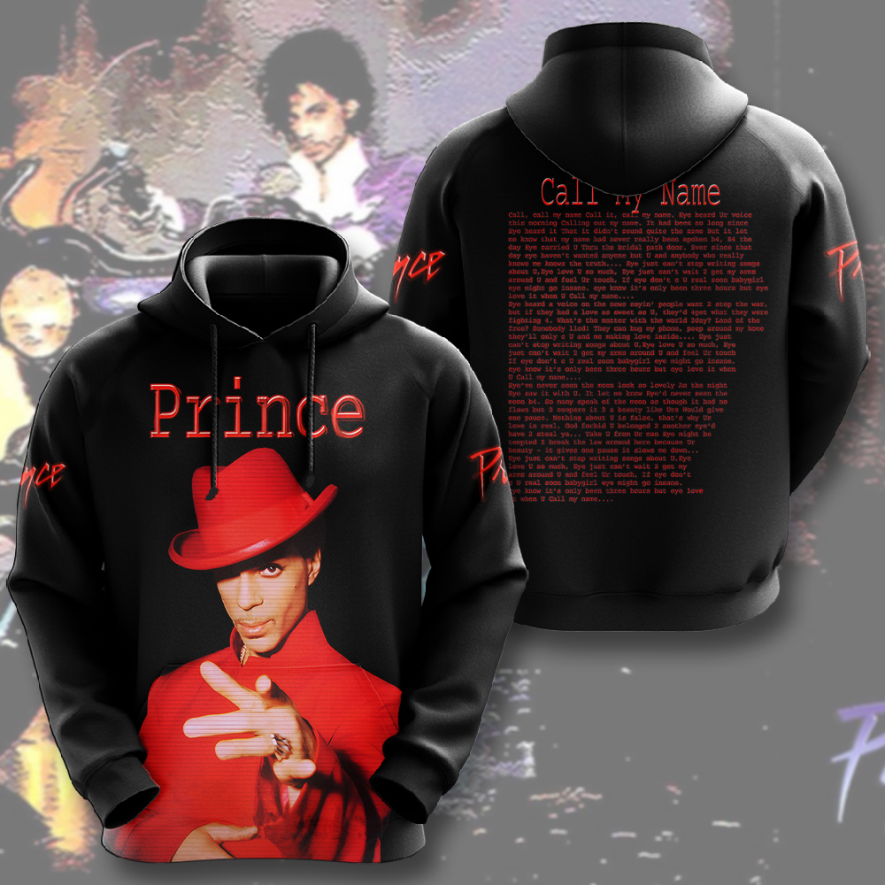 Prince Call My Name Lyric Hoodie Vintage Red Graphic Style