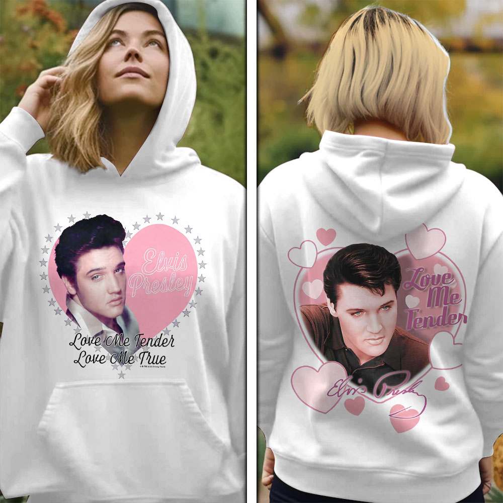Elvis Presley Heart Pink Hoodie