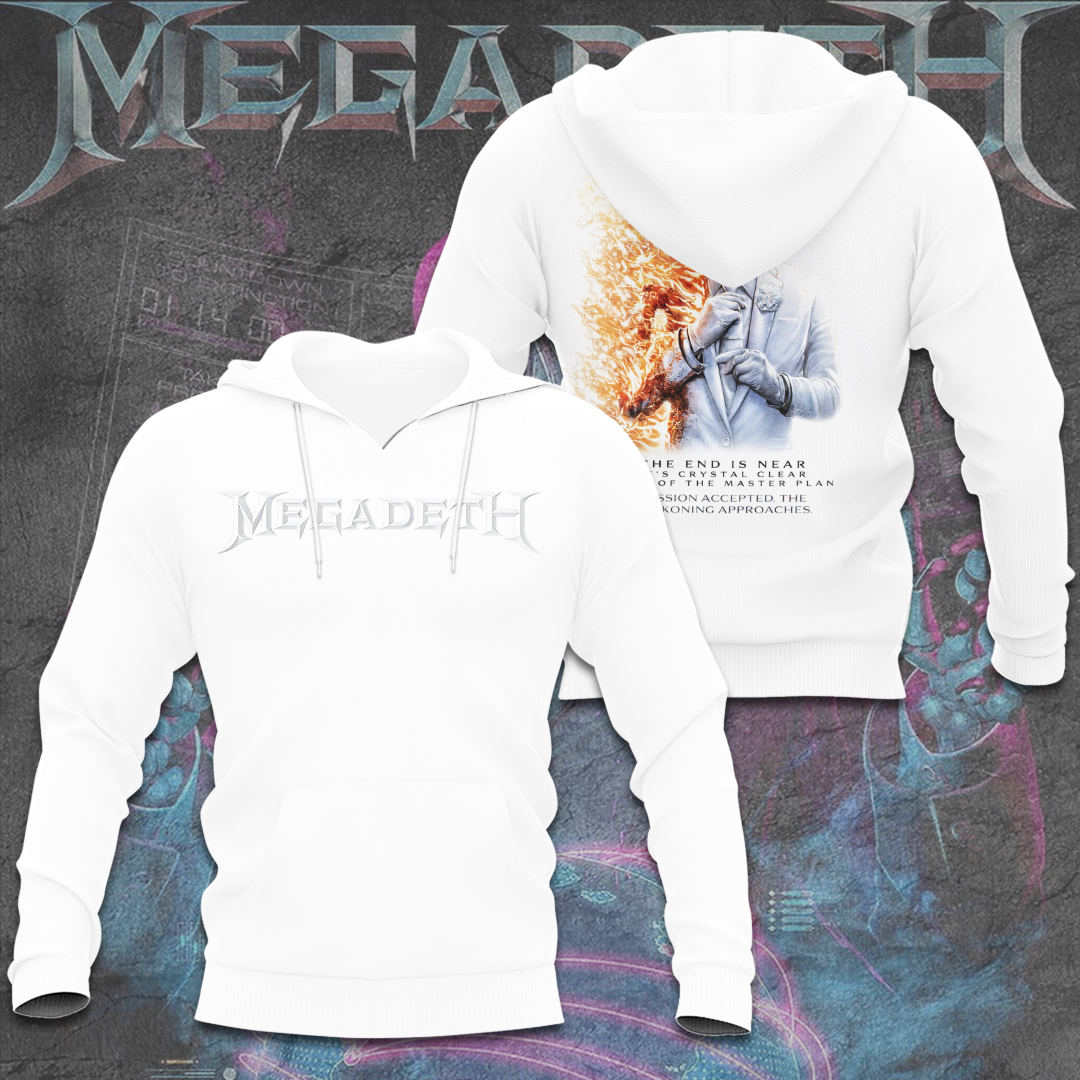 Megadeth Band 2026 Album Hoodie White