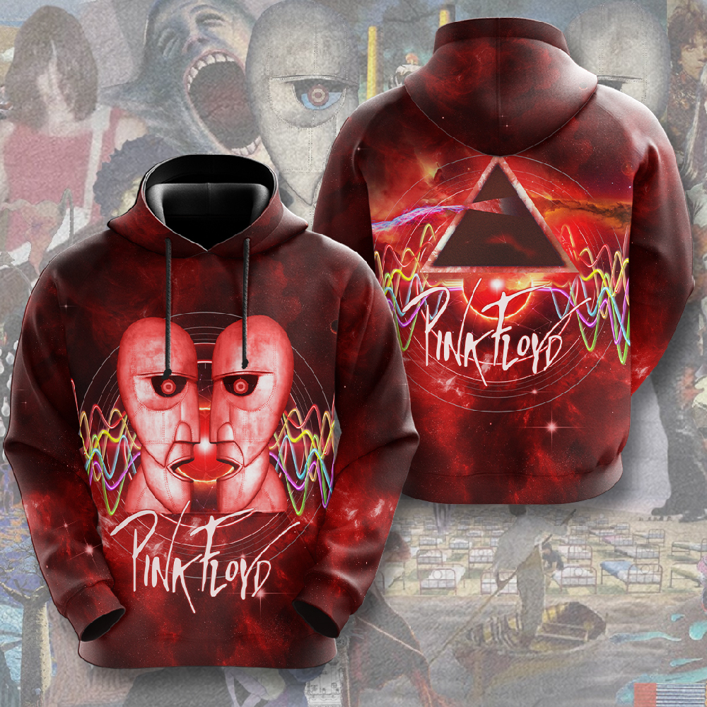 Pink Floyd Red Prism Mask Hoodie  Division Bell Red