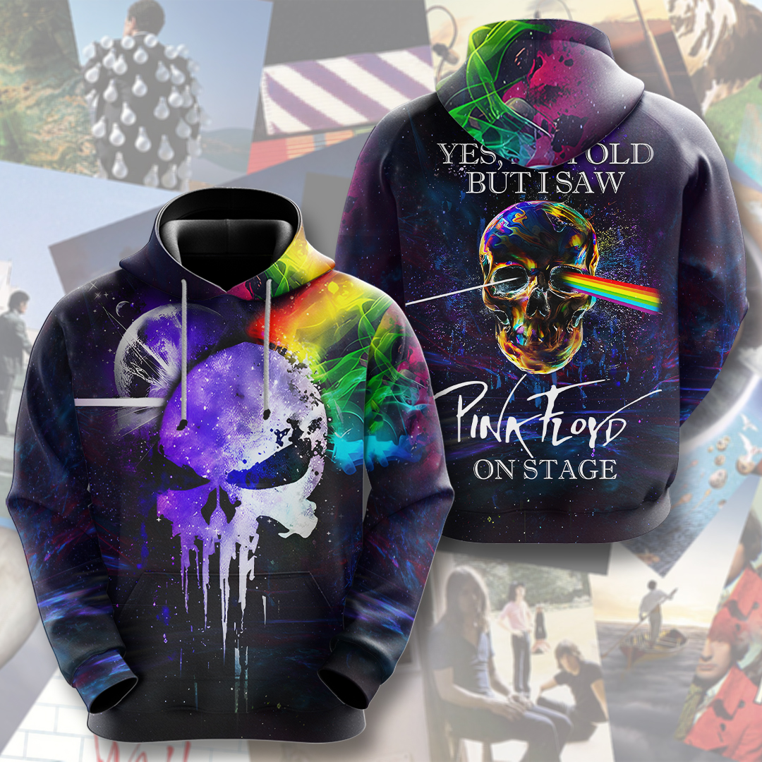 Pink Floyd Psychedelic Skull Hoodie  Old But Still On Stage