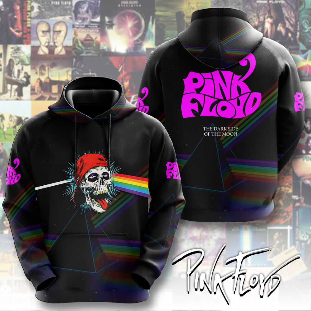 Pink Floyd Neon Skull Hoodie  Retro Glow