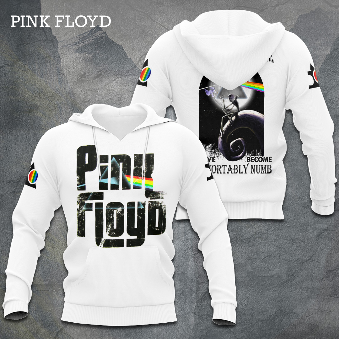 Pink Floyd White Comfortably Numb Hoodie  Minimal Art