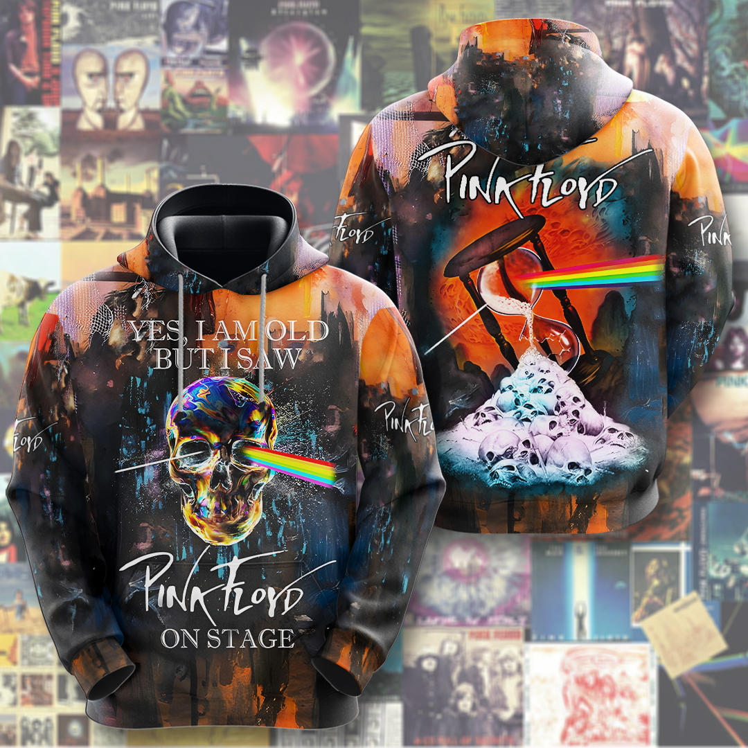 Pink Floyd On Stage Skull Hoodie  Psychedelic Fire Version