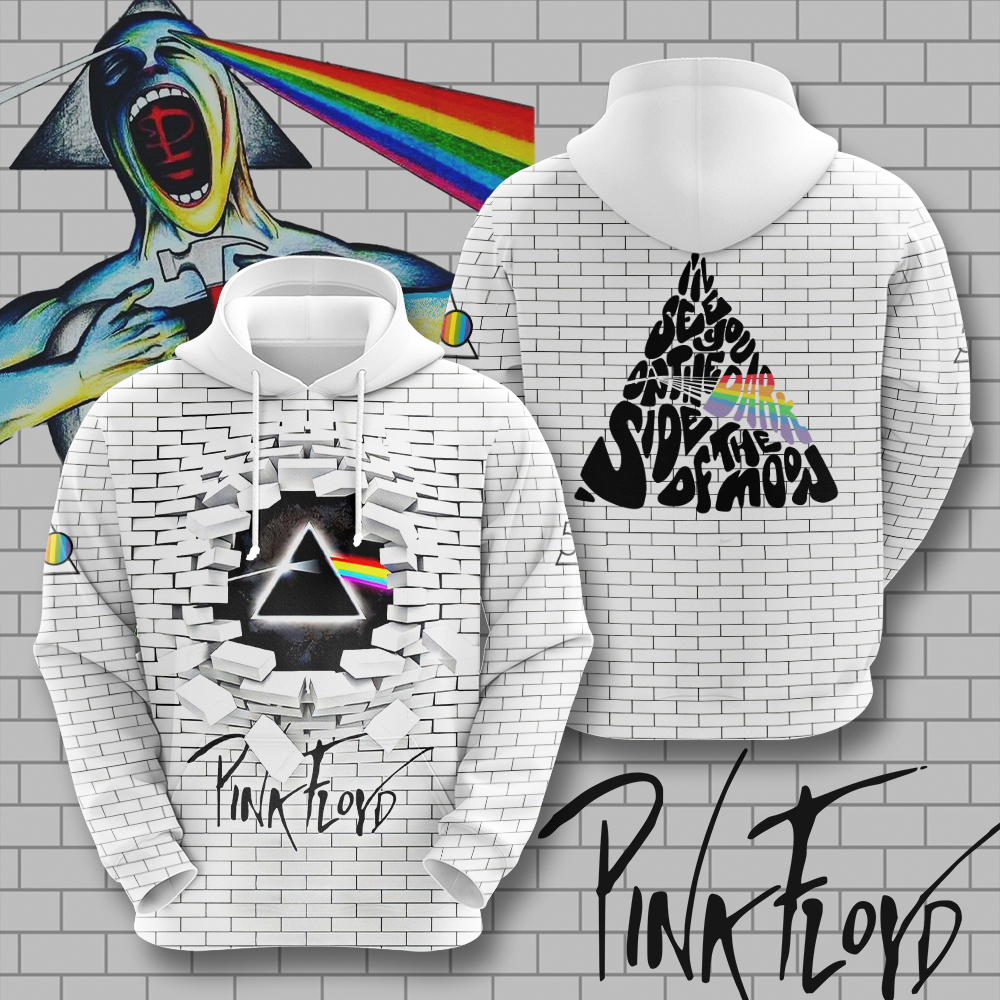 Pink Floyd Sketch Wall Hoodie  Dark Side Typography