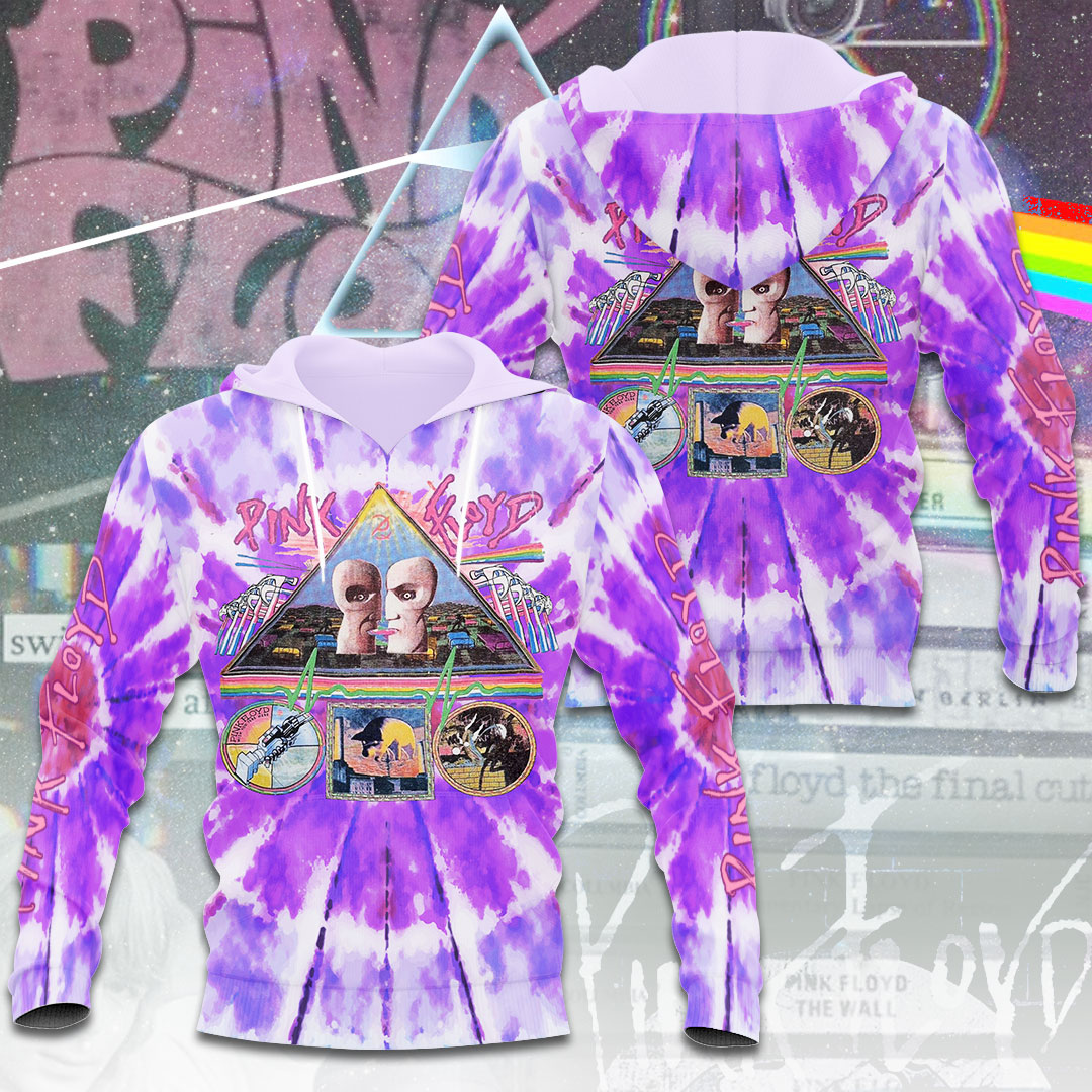 Pink Floyd Purple Tie-Dye Hoodie  Retro Member Print