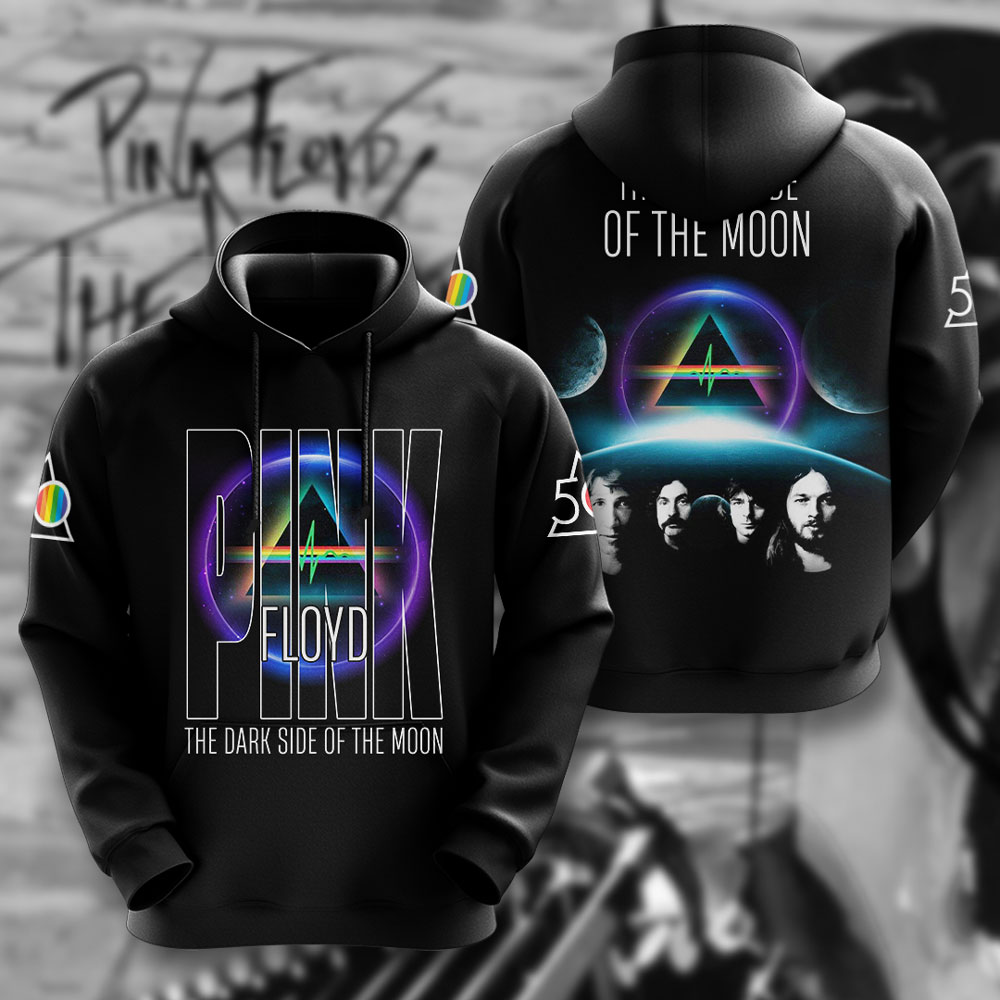 Pink Floyd Retro Grid Hoodie  Dark Side Typography