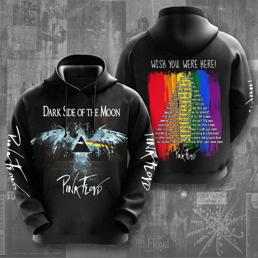 Pink Floyd Dark Side Tribute Hoodie  Rainbow Wave