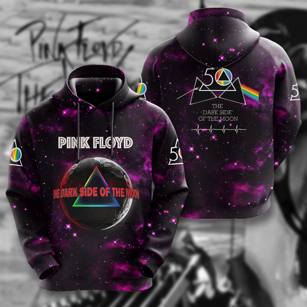 Pink Floyd Neon Pyramid Hoodie  Cosmic Light Print