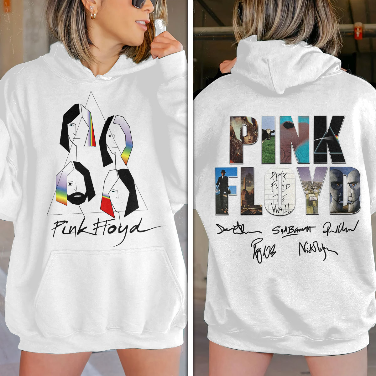 Pink Floyd 3D Hoodie White Women
