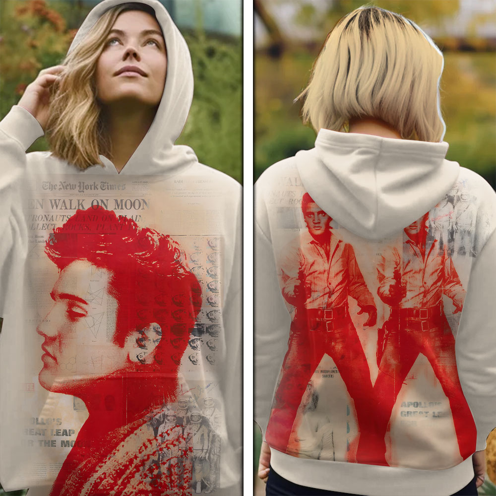 Elvis Presley Big Face Red Hoodie