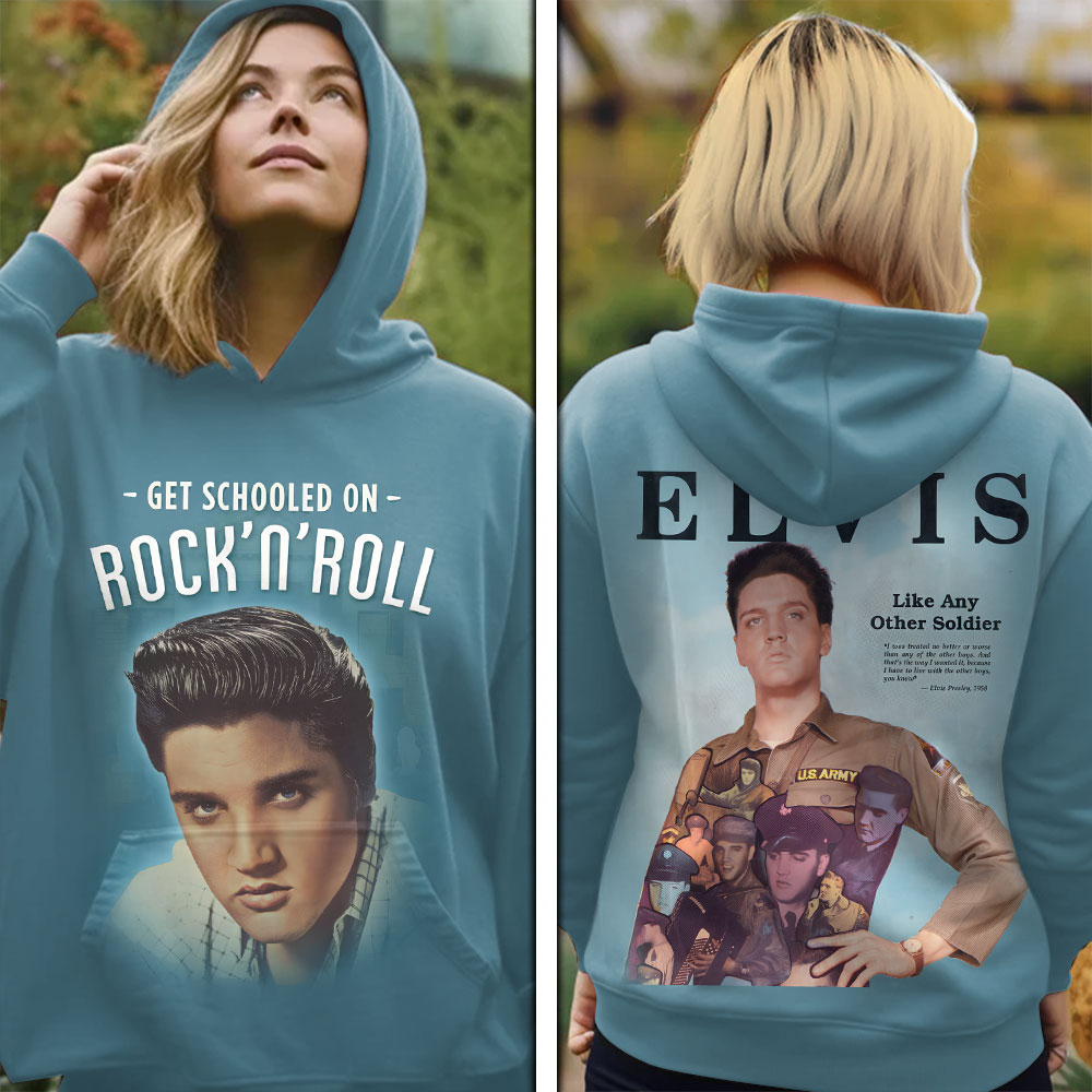 Elvis Presley Rock And Roll Hoodie Blue