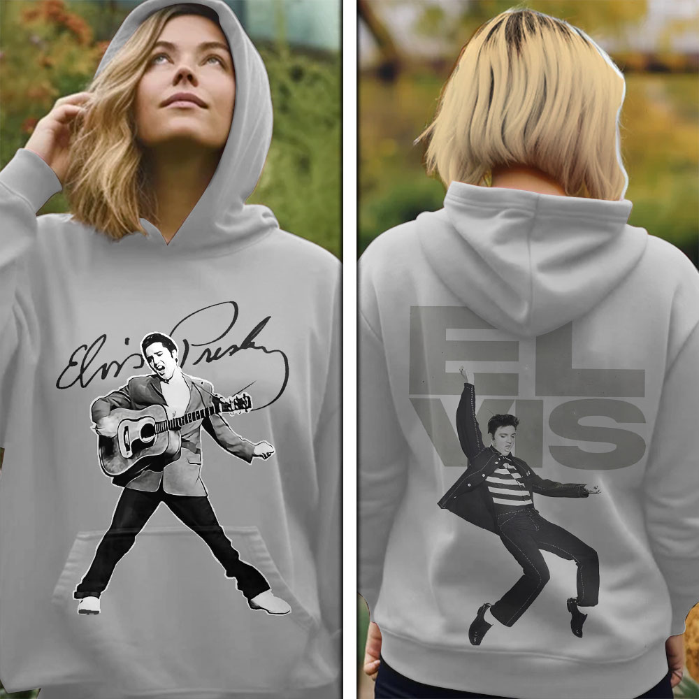 Elvis Presley 3D Hoodie Grey