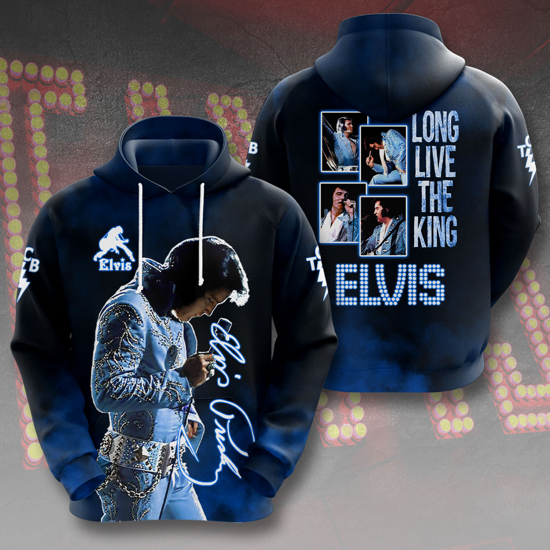 Elvis Presley Long Live The King Hoodie Blue