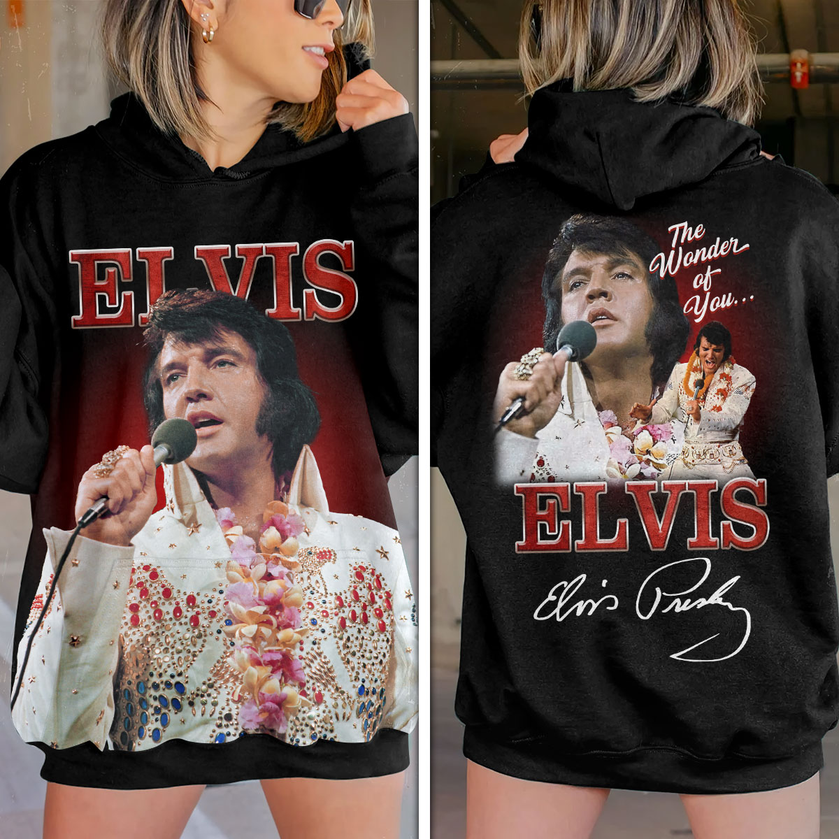 Elvis Presley The King Of Rock And Roll Hoodie Women