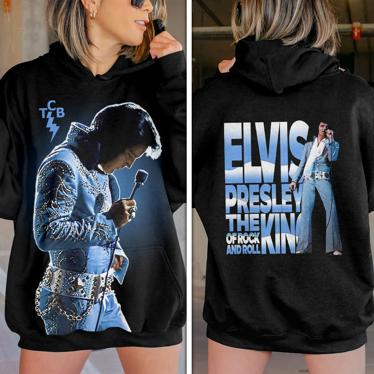 Elvis Presley The King Hoodie Black Blue