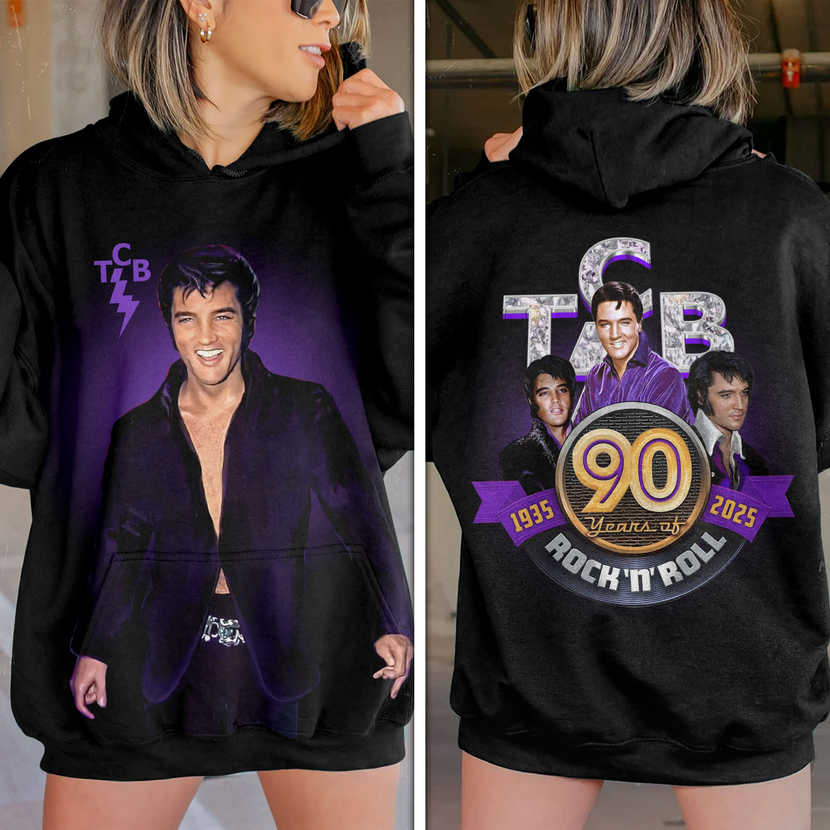 Elvis Presley 90S Rock And Roll Hoodie Women