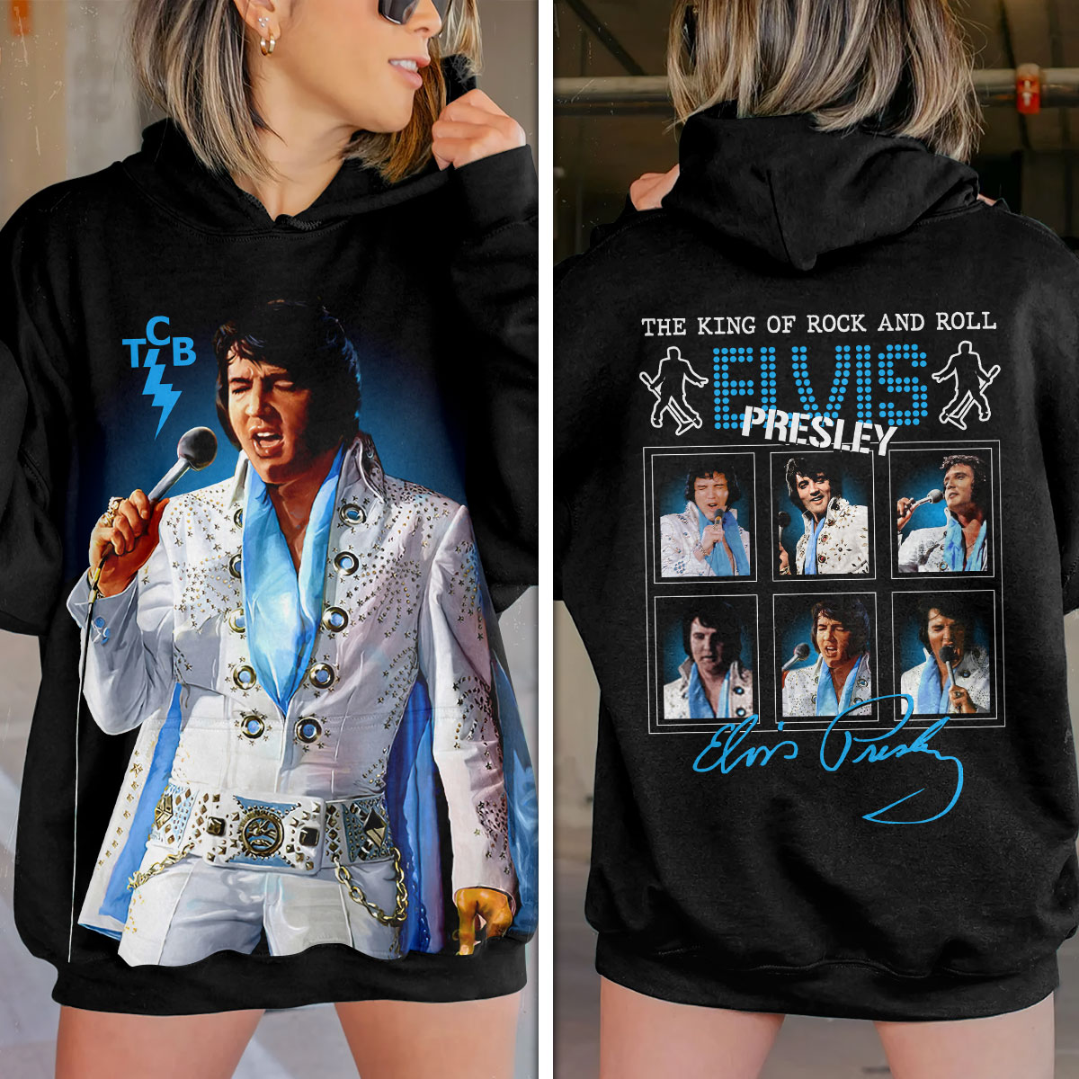 Elvis Presley Song Hoodie Blue