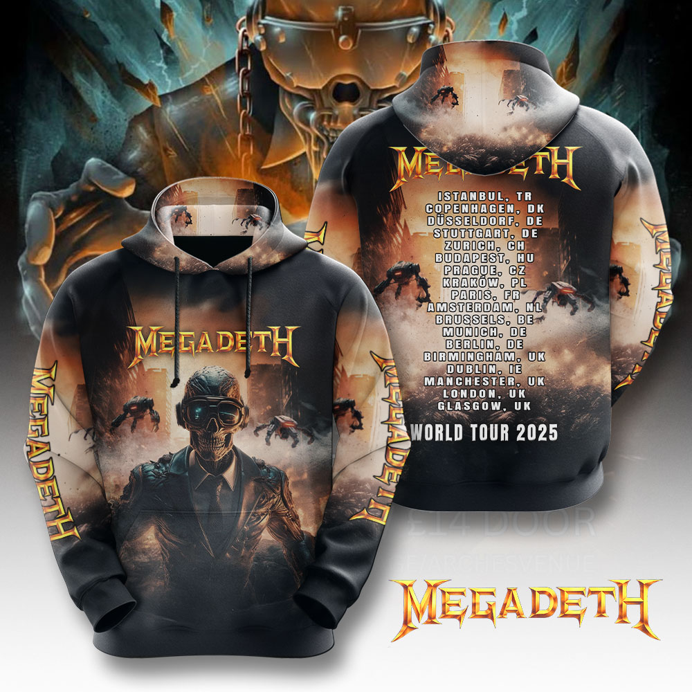 Megadeth Vic Rattlehead Tour 2025 Hoodie Black