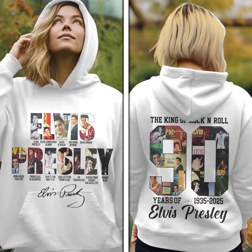 Elvis Presley 90Th 1935-2025 Hoodie White