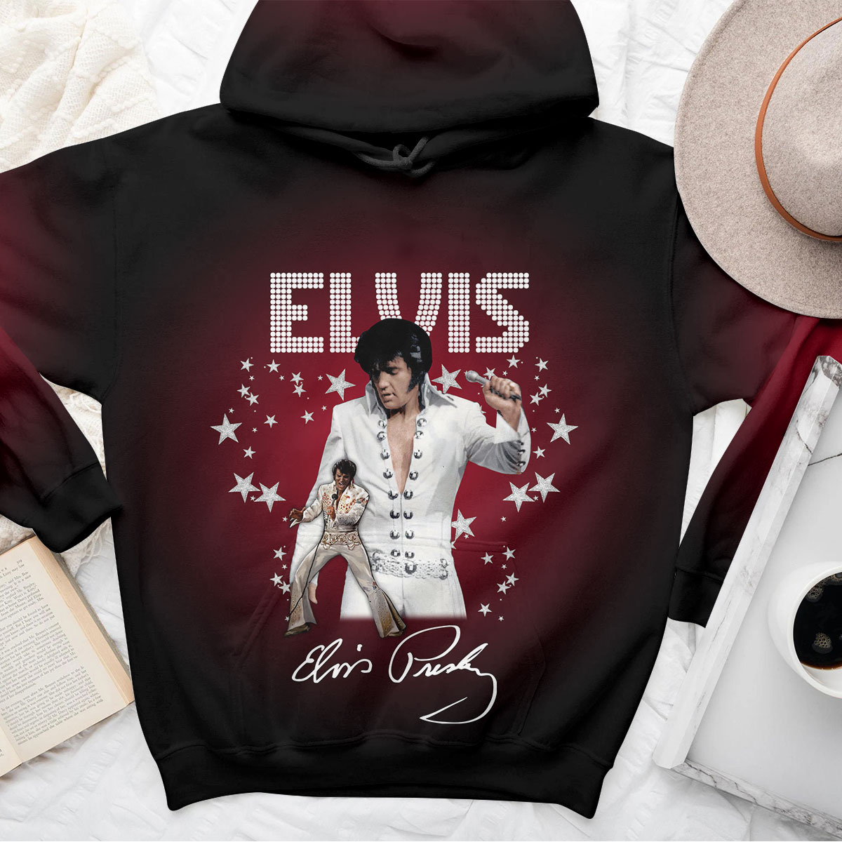 Elvis Presley Rock And Roll Golden Records Hoodie