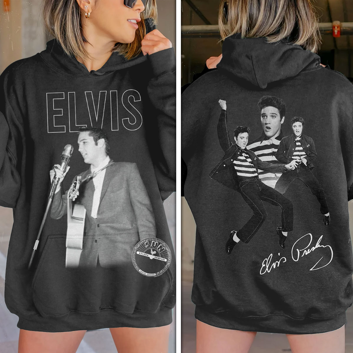 Elvis Presley Black Blue Suede Shoes Hoodie