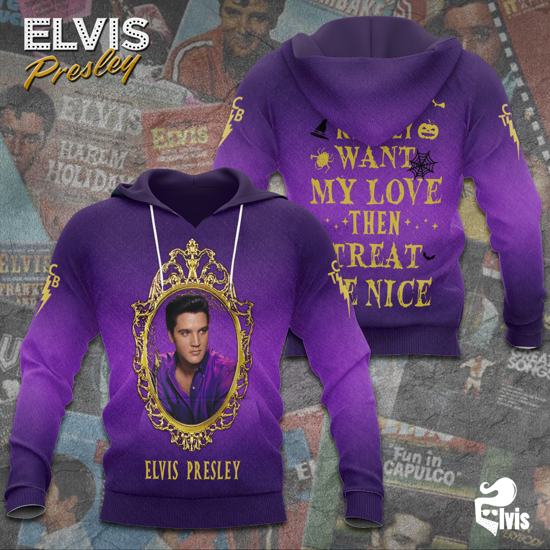 Elvis Presley Black Rhinestones Hoodie
