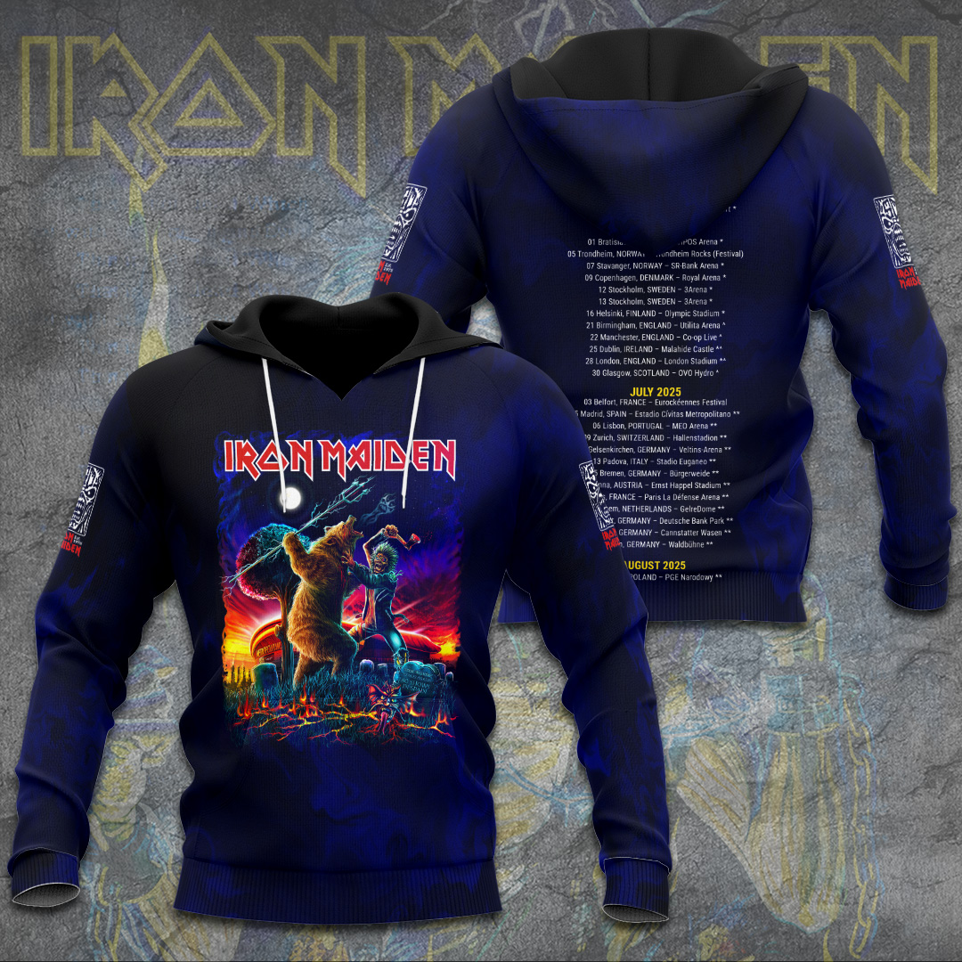 Iron Maiden Wasted Years Hoodie Navy