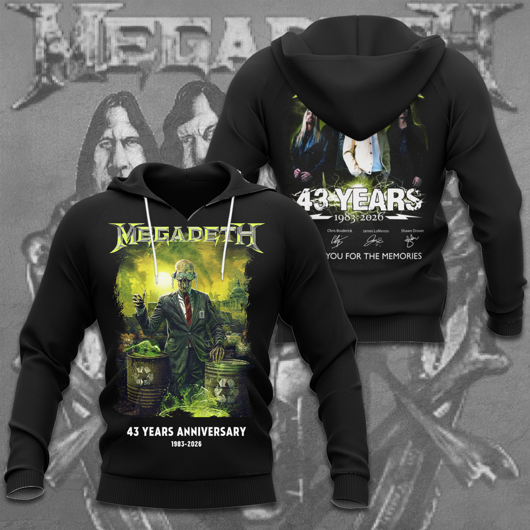 Megadethalbum 1983-2026 43 Year Hoodie Black