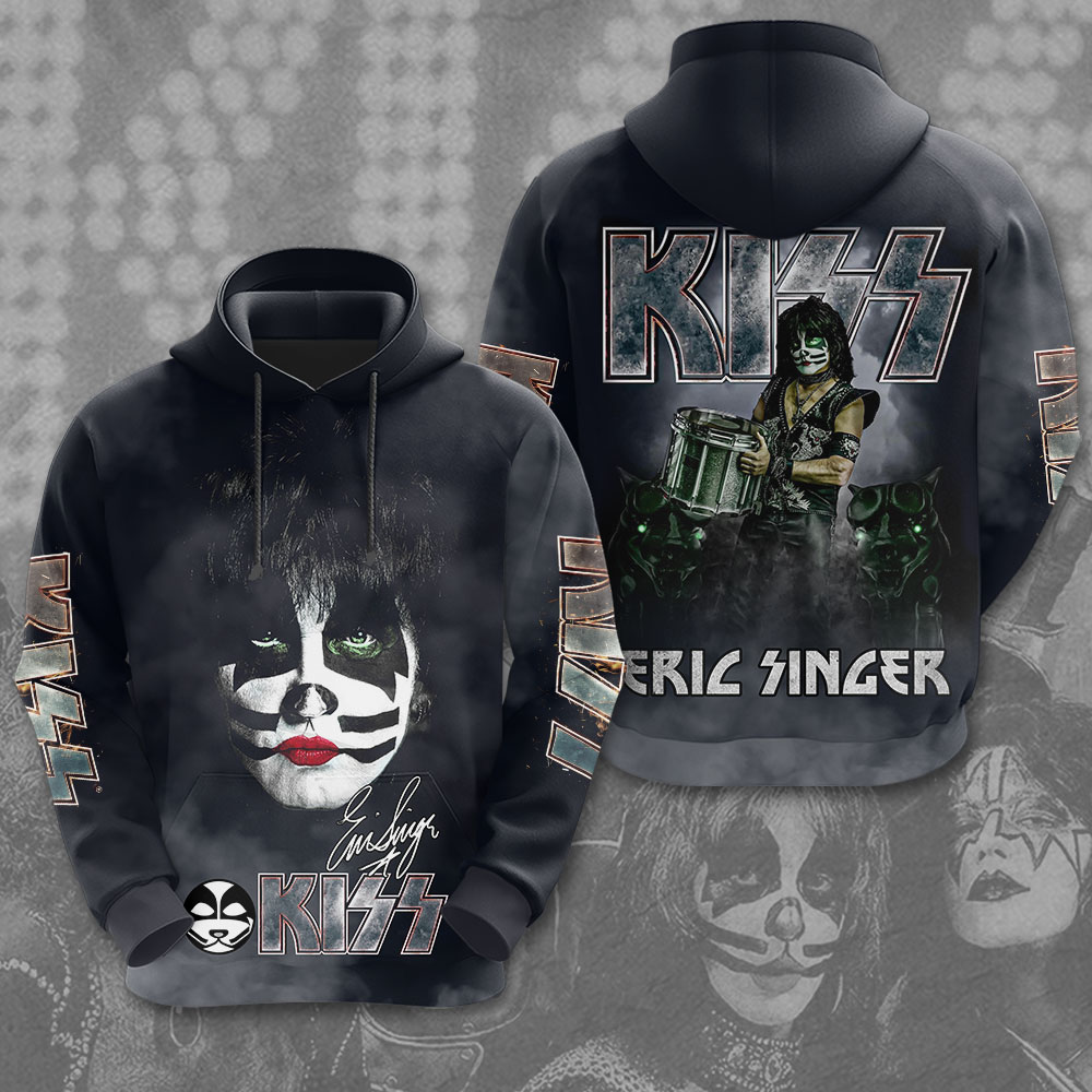 Kiss Eric Singer MenS 3D Hoodie The Catman Green