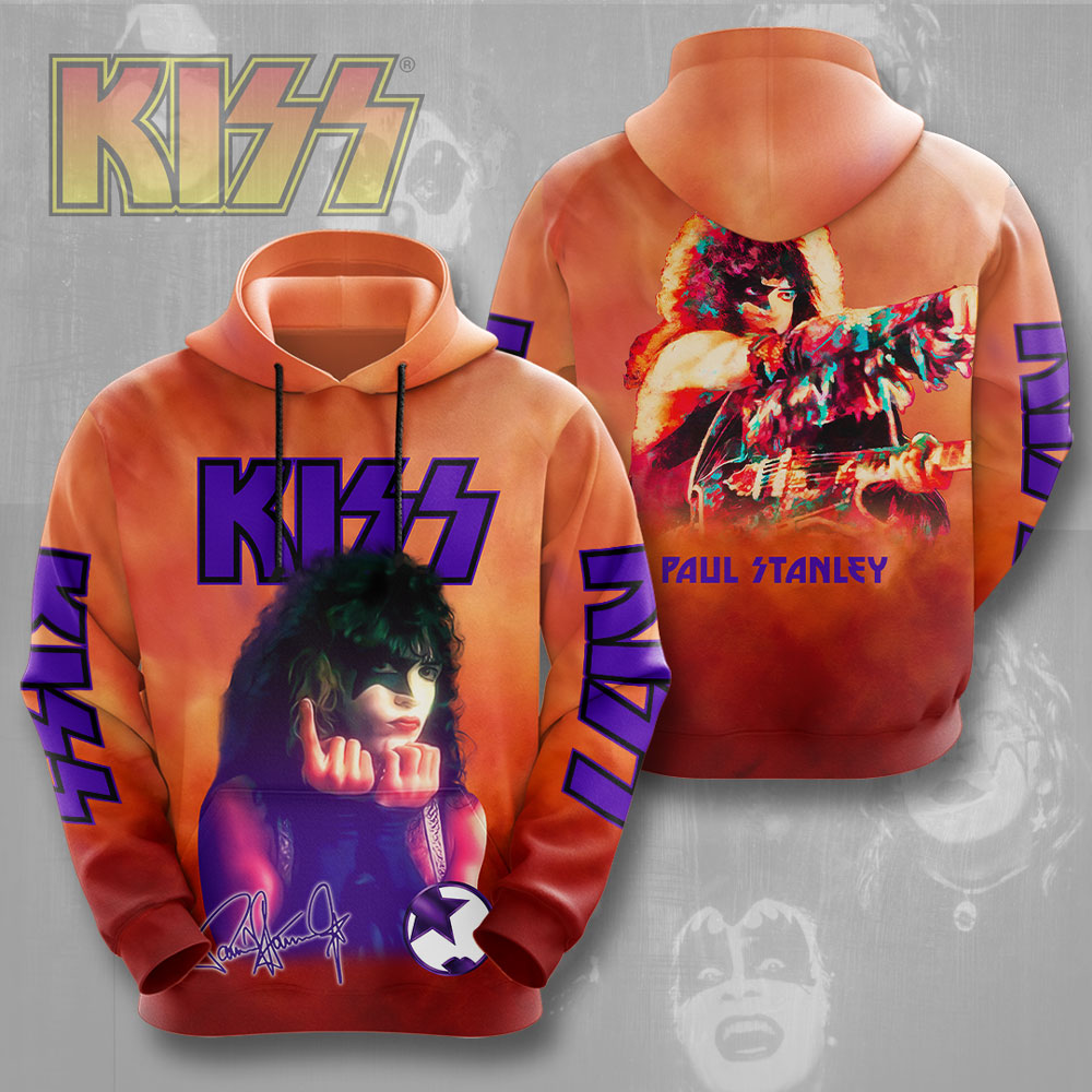 Kiss Paul Stanley MenS 3D Hoodie Starchild Orange