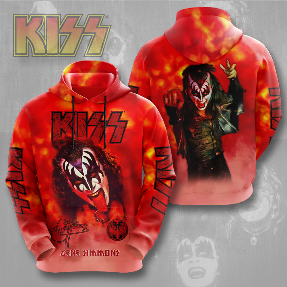 Kiss Gene Simmons MenS 3D Hoodie The Demon Red
