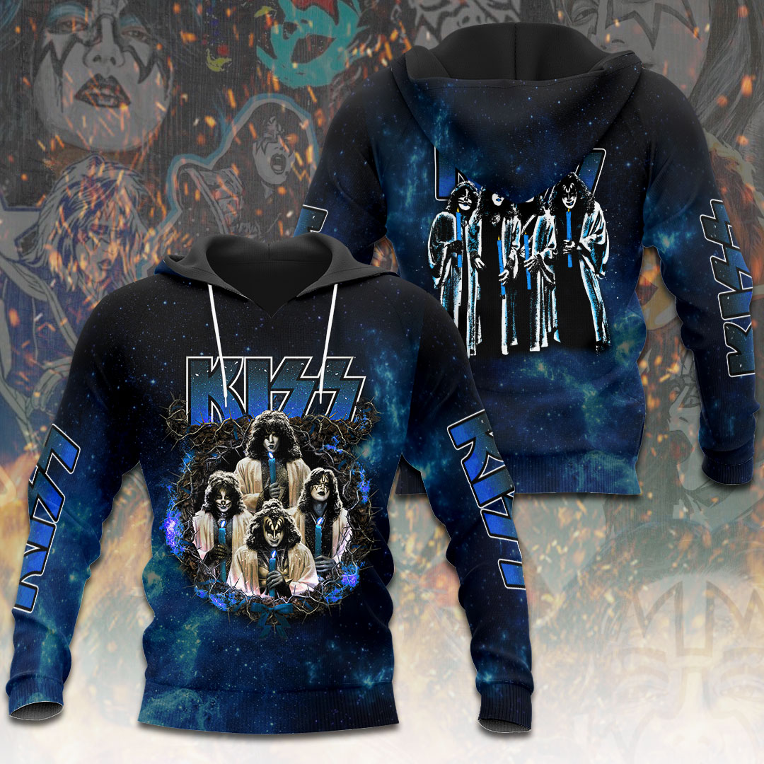 Kiss End Of The Road MenS 3D Hoodie Blue Galaxy