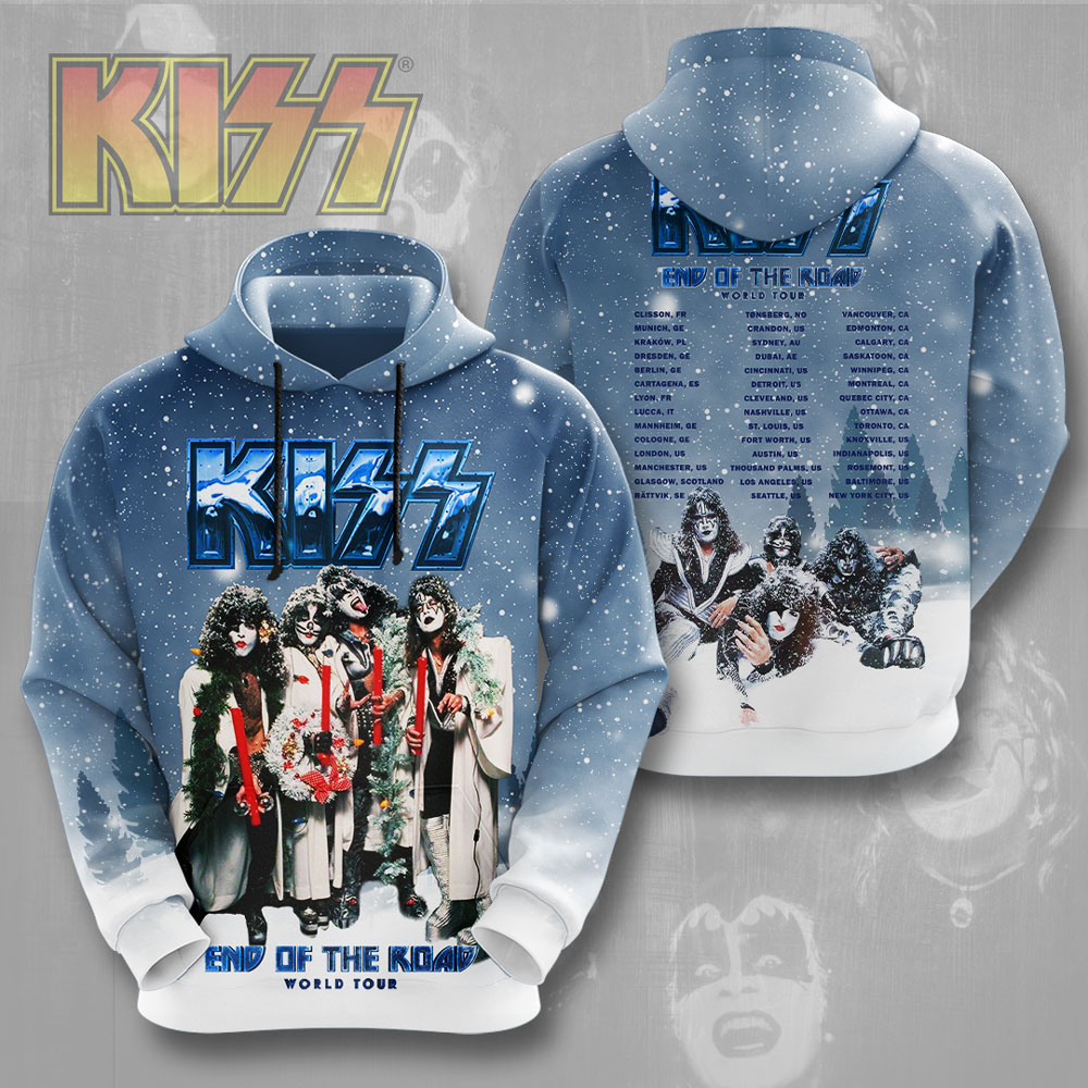 Kiss End Of The Road MenS 3D Hoodie Snowy Blue
