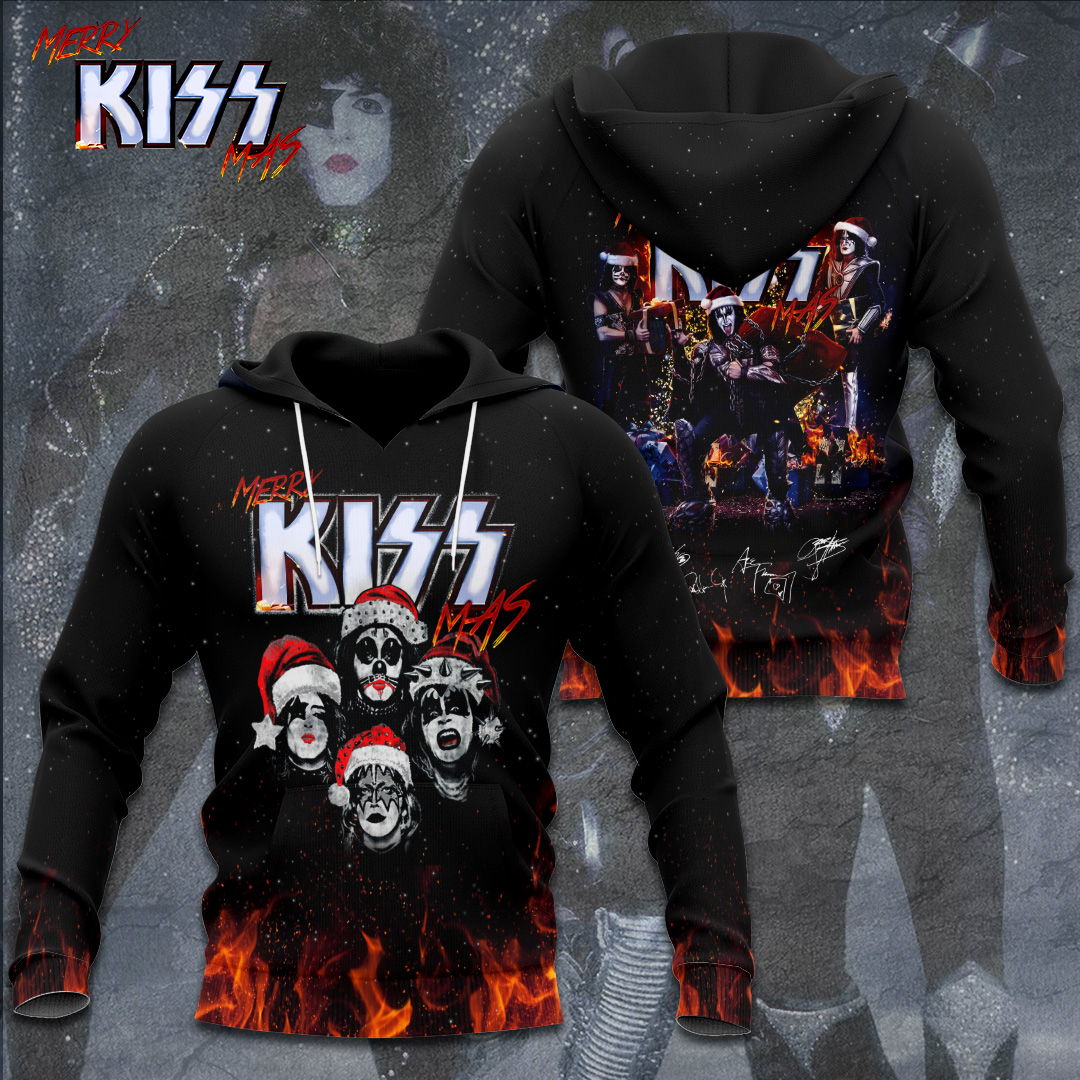 Kiss End Of The Road MenS 3D Hoodie Fire Flames