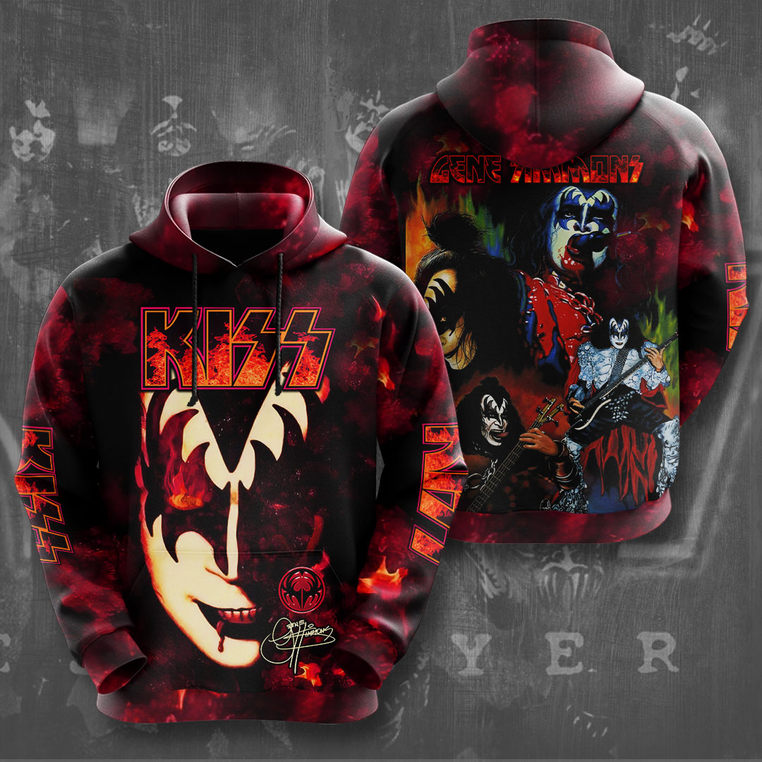Kiss Gene Simmons Demon Hoodie Red Flame