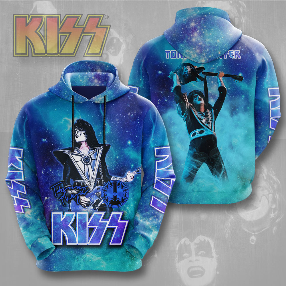 Kiss Blue Tommy Thayer Tour Hoodie Galactic Lightning