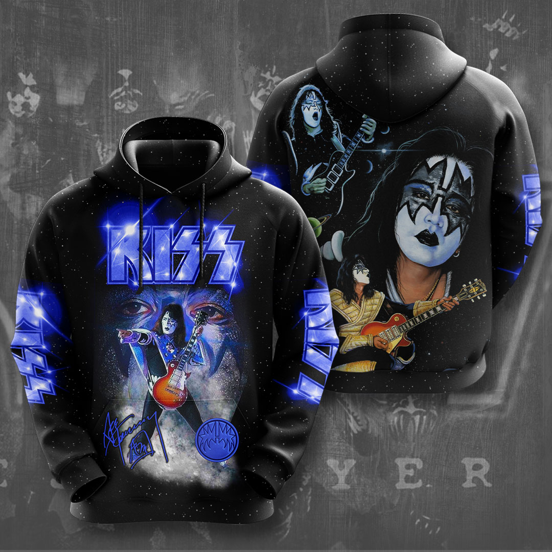 Kiss Ace Frehley Blue Galaxy Hoodie Space Legend