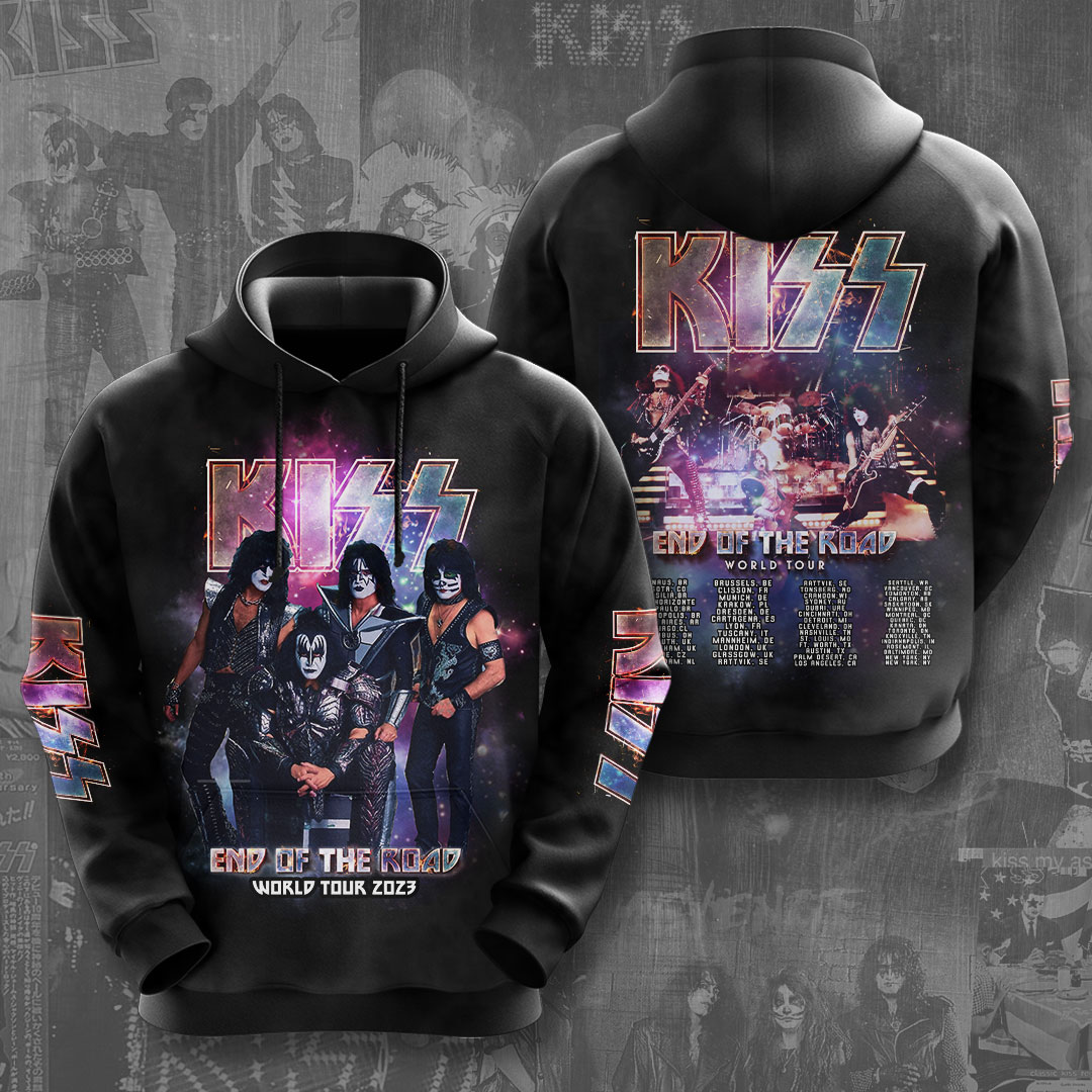 Kiss End Of The Road MenS 3D Hoodie Purple Galaxy