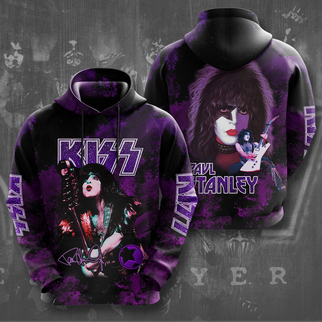 Kiss Paul Stanley Purple Star Hoodie Rock Icon Tribute