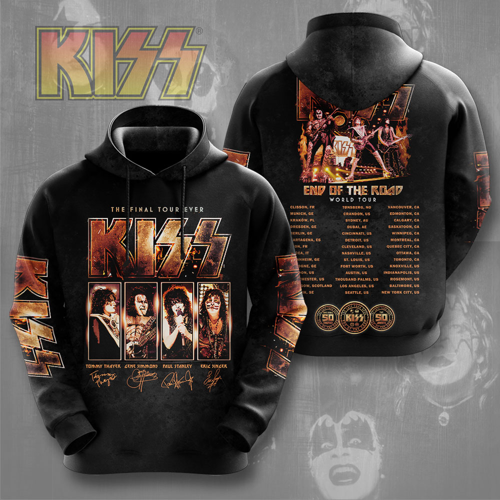 Kiss Black Flame Legacy Hoodie The Final Show Tour