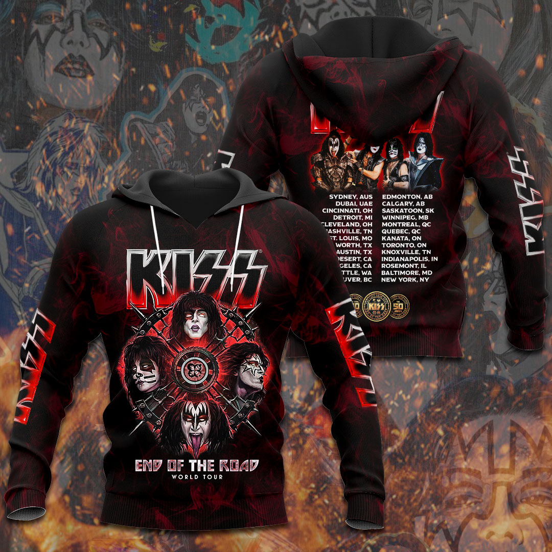 Kiss Red Legacy Tour Hoodie End Of The Road Stage Print